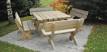 Gartenholz_ Holz Bänke und Tisch